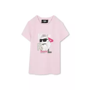 Karl Lagerfeld tricou de bumbac pentru copii culoarea roz, Z30491 imagine