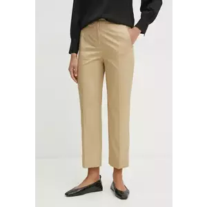 BOSS pantaloni femei, culoarea bej, drept, high waist, 50540589 imagine