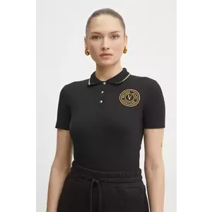 Versace Jeans Couture polo de bumbac femei, culoarea negru, 78HAGT00 CJ01T imagine