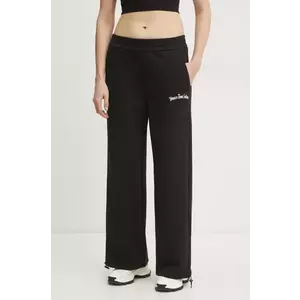 Versace Jeans Couture pantaloni de trening din bumbac femei, culoarea negru, cu imprimeu, 78HAAC08 CF00C imagine