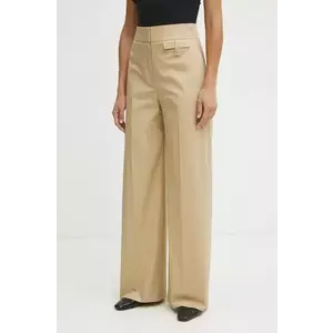 BOSS pantaloni femei, culoarea bej, drept, high waist, 50537462 imagine