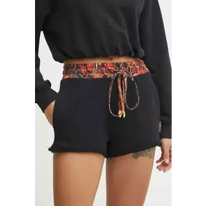 Just Cavalli pantaloni scurti din bumbac femei, culoarea negru, modelator, high waist, 78PADE01 CF100 imagine