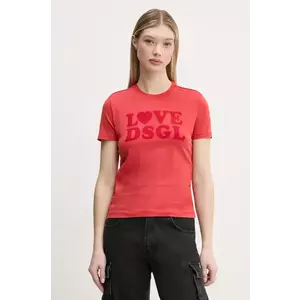 Desigual tricou LOVE DSGL femei, culoarea rosu, 25SWTK10 imagine