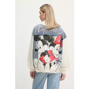 Desigual hanorac de bumbac MICKEY MOUSE femei, culoarea bej, cu imprimeu, 25SWSK39 imagine