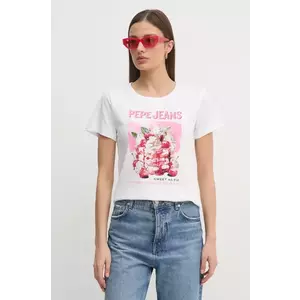 Pepe Jeans tricou din bumbac RYOKO femei, culoarea alb, PL506069 imagine