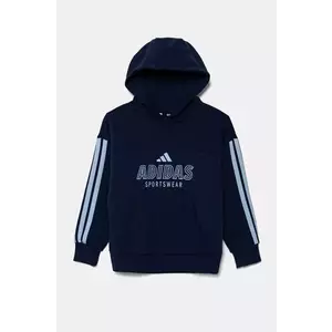 adidas bluza copii culoarea albastru marin, cu glugă, cu imprimeu, JC8072 imagine