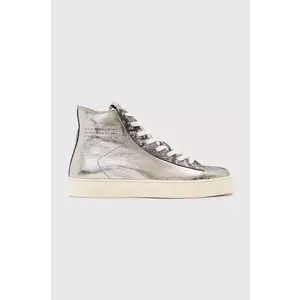 AllSaints tenisi de piele Tana Metallic High Top culoarea argintiu, W118FB imagine