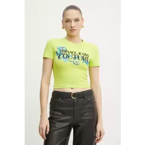 Versace Jeans Couture tricou femei, culoarea verde, 78HAHC05 CJ02C imagine