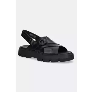 Sorel sandale de piele REIN CB CRISSCROSS femei, culoarea negru, cu platforma, 2114141010 imagine