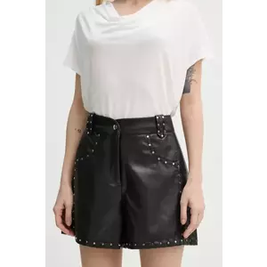 Bruuns Bazaar pantaloni scurti femei, culoarea negru, cu imprimeu, high waist, BBW4393 imagine