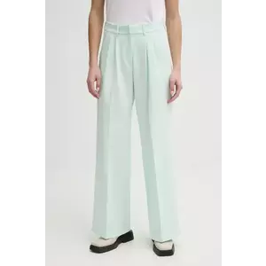 2NDDAY pantaloni Mille femei, culoarea verde, lat, high waist, 2252162151 imagine