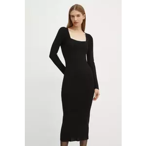 BOSS rochie culoarea negru, midi, mulata, 50530714 imagine