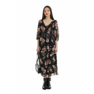 Rochie midi cu decolteu in V si imprimeu floral Linda imagine