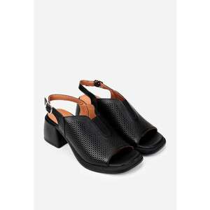 Sandale negre din piele cu model perforat imagine