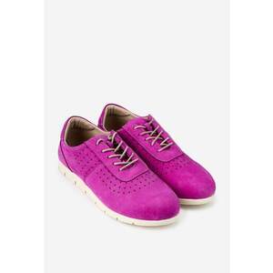 Pantofi fuchsia din piele cu aspect perforat imagine