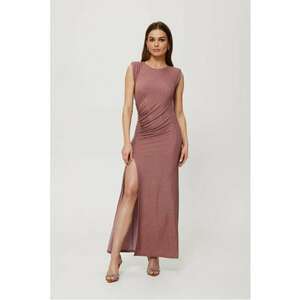 Rochie maxi metalica cu crapatura pe picior - imagine