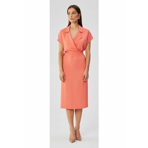 Rochie midi cu guler - portocaliu - imagine