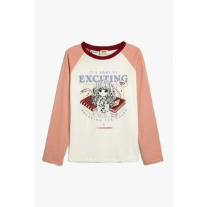 Bluza de bumbac cu imprimeu si maneci raglan imagine