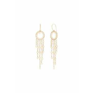 Cercei Pearls Fall - lungi - cu perle de cultura albe si aur filat de 14k/20 imagine