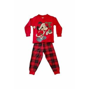 Pijama de bumbac baby cu tematica de Craciun Rosu - imagine