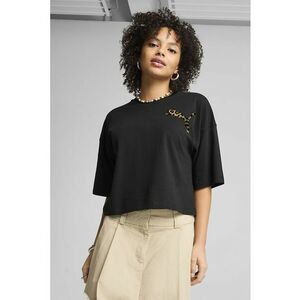 Tricou supradimensionat cu croiala crop Leo Luxe imagine