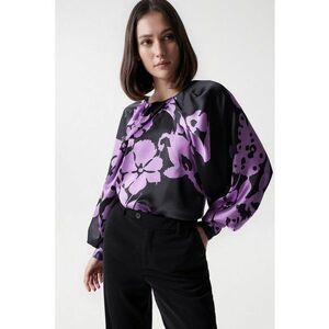 Bluza cu maneci bufante si model floral imagine