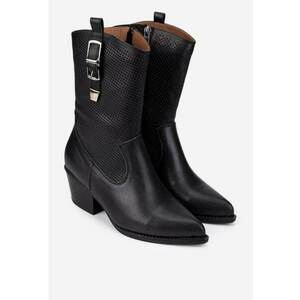 Botine dama negre din piele naturala tip cowboy imagine