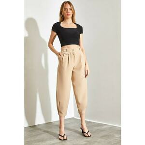 Pantaloni crop cu buzunare si croiala relaxed-fit imagine