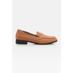 Pantofi loafer de piele cu toc masiv imagine