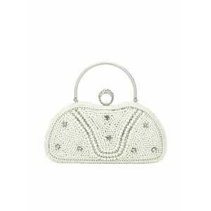 Geanta clutch crem/argintiu cu perle si pietricele BME-22732 05 13293 imagine