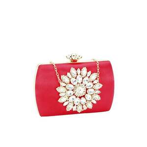 Geanta clutch rosie cu brosa BRS-210 06 13304 imagine