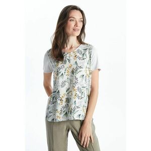 Tricou cu decolteu rotund si model floral imagine