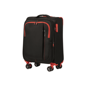 Troler cabina extensibil Avocent - poliester - 4 roti duble - cifru - 55 cm - negru/portocaliu imagine