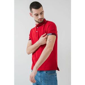 Tricou polo din amestec de bumbac organic cu mansete cu logo imagine