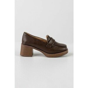 Pantofi loafer de piele ecologica cu toc imagine