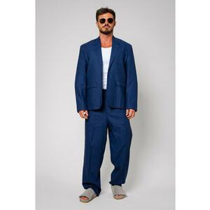 Costum din IN oversized sacou si pantalon lung Navy 13435 imagine