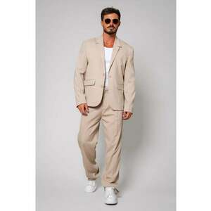 Costum Oversized sacou si pantalon lung Cream 13453 imagine