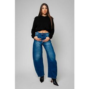 Blugi lungi cu nasturi din denim Dark Blue 13846 imagine