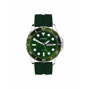 Ceas barbatesc 30119 - mecanism quartz - carcasa metalica verde - bratara din cauciuc verde - 44mm imagine