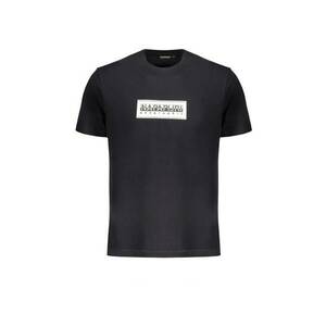 Tricou barbati cu decolteu la baza gatului cu imprimeu cu logo - Negru imagine