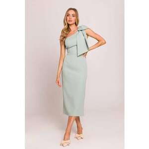 Rochie pe un umar cu funda decorativa - Verde menta - imagine