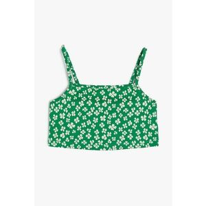 Top crop cu model floral imagine