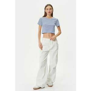 Tricou crop cu model in dungi imagine