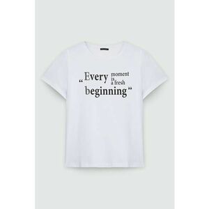 Tricou din bumbac cu imprimeu text imagine