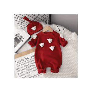 Salopeta Cute Bear - crem - model cu ursuleti - 2 piese - imagine