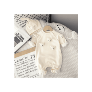 Salopeta Cute Bear - crem - model cu ursuleti - 2 piese - imagine