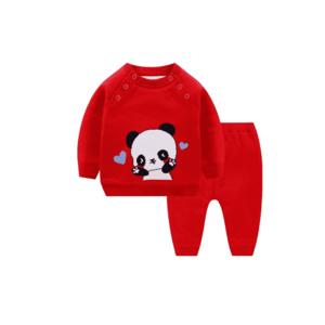 Compleu tricot - 2 piese - rosu - panda imagine