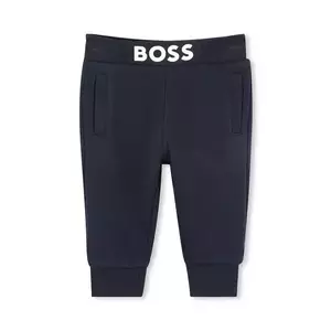 BOSS pantaloni de trening pentru bebeluși culoarea albastru marin, neted, J52079 imagine