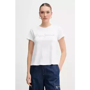 Pepe Jeans tricou din bumbac RYLEIGH femei, culoarea alb, PL506014 imagine