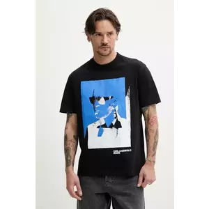 Karl Lagerfeld Jeans tricou din bumbac barbati, culoarea negru, cu imprimeu, A2M17036 imagine